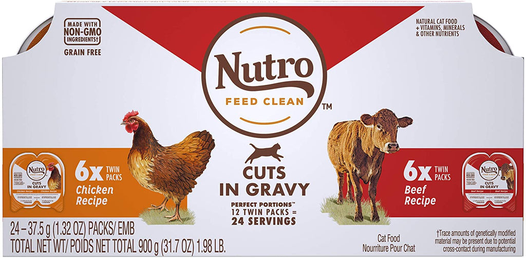 Nutro Perfect Portions Cuts in Gravy CB Multi Pack Canned Cat Food - 2.65 oz - Case of ...