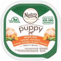 Nutro Puppy Tender Chicken, Sweet Potato & Pea Bites in Gravy Wet Dog Food Trays - 3.5 ...