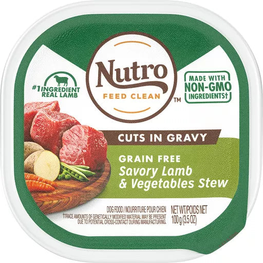 Nutro Savory Lamb & Garden Variety Wet Dog Food Trays - 3.5 oz - Case of 24  