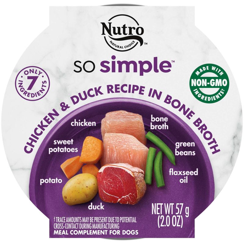 Nutro So Simple Chicken and Duck Bone Broth Wet Dog Food Trays - 2 oz - Case of 10  