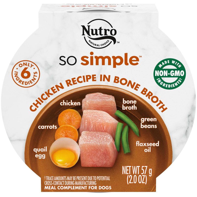 Nutro So Simple Chicken, Eggs and Carrots Broth Wet Dog Food Trays - 2 oz - Case of 10  