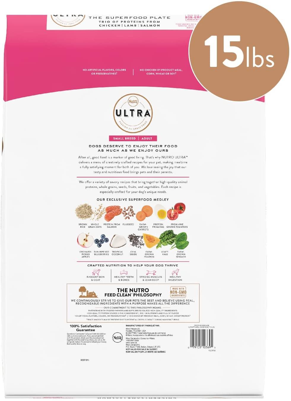 Nutro Ultra Small Breed Adult Dry Dog Food - 15 lb Bag  