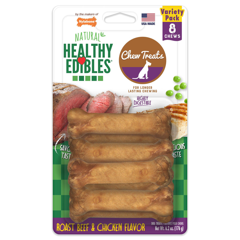 Nylabone Healthy Edibles All-Natural Long Lasting Roast Beef and Chicken Flavor Chew Tr...