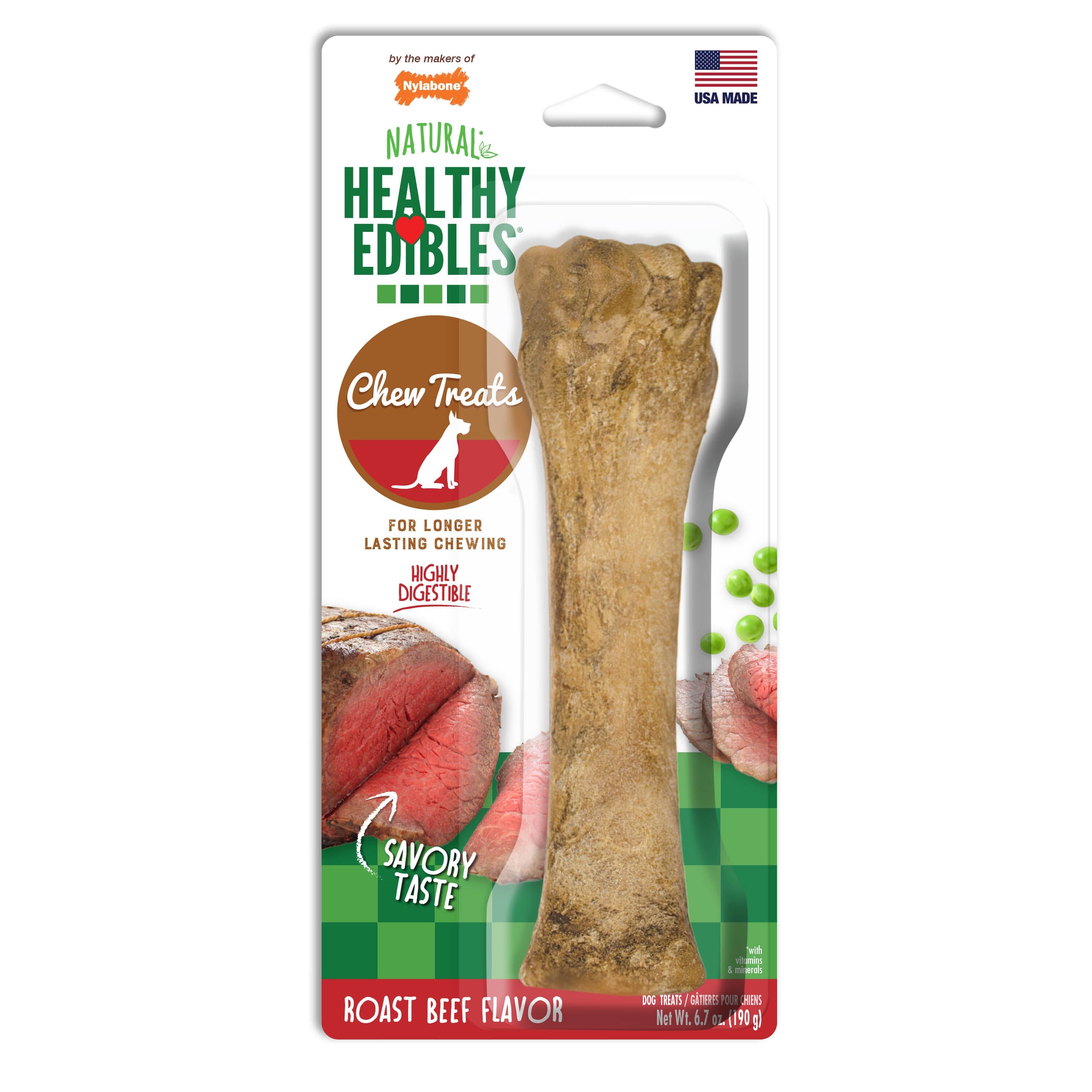 Nylabone Healthy Edibles All-Natural Long Lasting Roast Beef Flavor Chew Treats - Souper - 50+ lb  