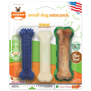 Nylabone Healthy Edibles and Flexi Chew Value Pack Flexi & Edibles Variety - Extra Smal...