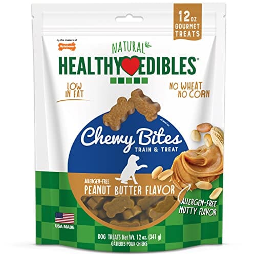Nylabone Healthy Edibles Chewy Bites Dog Biscuits Treats - Peanut Butter - 12 Oz  