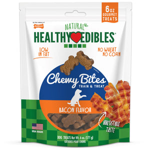 Nylabone Healthy Edibles Chewy Bites Dog Training Treats Bacon - 6 Oz