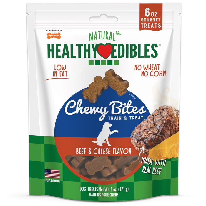 Nylabone Healthy Edibles Chewy Bites Dog Training Treats Beef & Cheese - 6 Oz