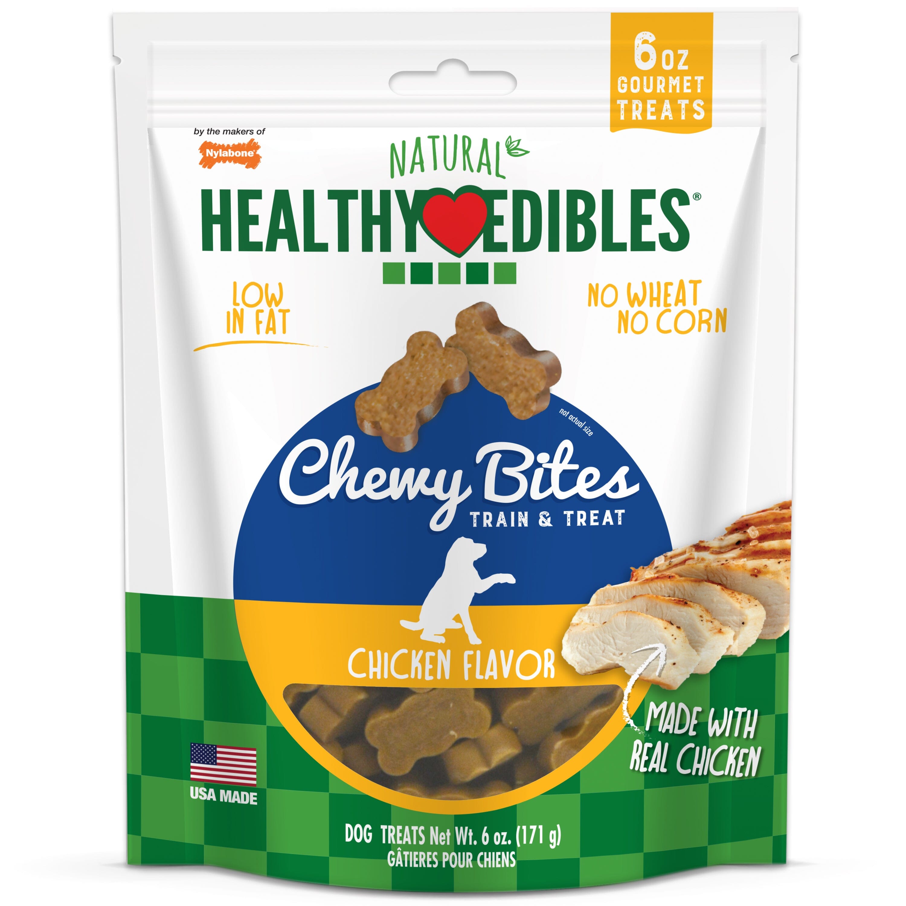 Nylabone Healthy Edibles Chewy Bites Dog Training Treats Chicken - 6 Oz  