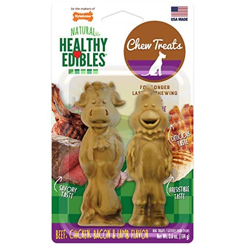 Nylabone Healthy Edibles Farm Friends Dog Biscuits Treats - Bacon/Beef/Ckn/ - Large - 2 Pack  