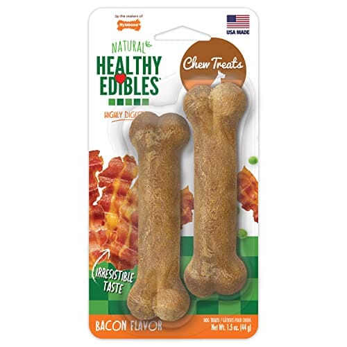 Nylabone Healthy Edibles Natural Chew Dog Biscuits Treats - Bacon - Petite - 2 Pack  