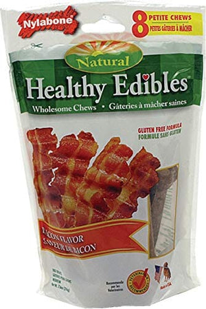 Nylabone Healthy Edibles Natural Chew Dog Biscuits Treats - Bacon - Petite - 8 Pack