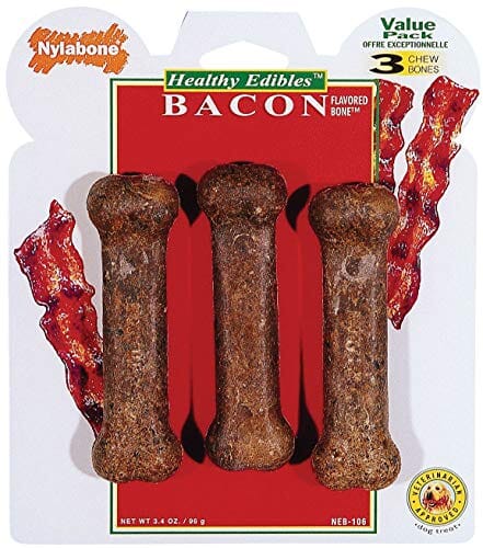 Nylabone Healthy Edibles Natural Chew Dog Biscuits Treats - Bacon - Reg - 3 Pack