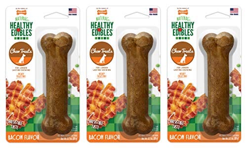 Nylabone Healthy Edibles Natural Chew Dog Biscuits Treats - Bacon - Wolf  