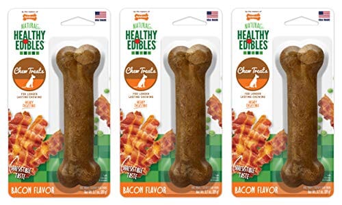 Nylabone Healthy Edibles Natural Chew Dog Biscuits Treats - Bacon - Wolf