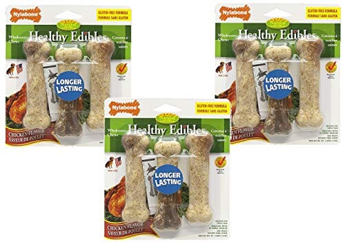 Nylabone Healthy Edibles Natural Chew Dog Biscuits Treats - Chicken - Reg - 3 Pack  