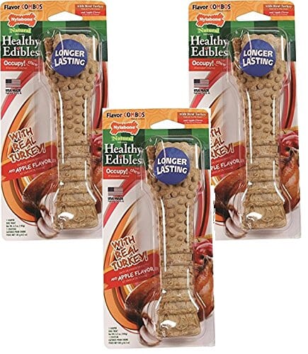 Nylabone Healthy Edibles Natural Chew Dog Biscuits Treats - Turkey/Apple - Souper  