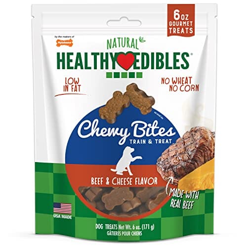 Nylabone Healthy Edibles Natural Chewy Bites Dog Biscuits Treats - Beef/Cheese - 6 Oz  