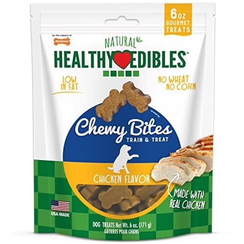 Nylabone Healthy Edibles Natural Chewy Bites Dog Biscuits Treats - Chicken - 6 Oz  