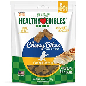 Nylabone Healthy Edibles Natural Chewy Bites Dog Biscuits Treats - Chicken - 6 Oz
