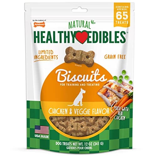 Nylabone Healthy Edibles Natural Grain-Free Biscuits Dog Biscuits Treats - Chicken/Veggie - 12 Oz  