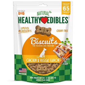 Nylabone Healthy Edibles Natural Grain-Free Biscuits Dog Biscuits Treats - Chicken/Vegg...