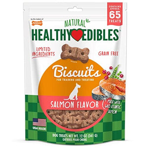 Nylabone Healthy Edibles Natural Grain-Free Biscuits Dog Biscuits Treats - Salmon - 12 Oz