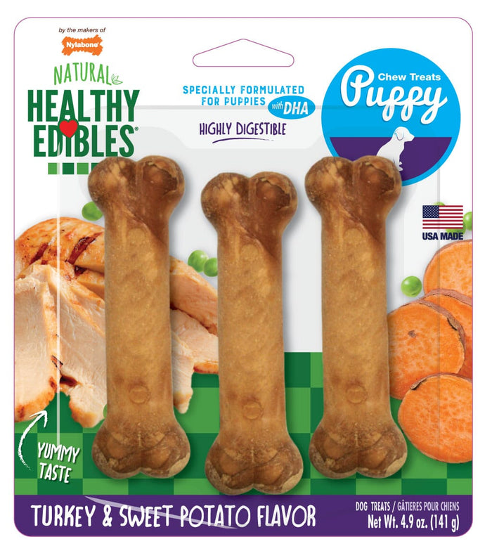 Nylabone Healthy Edibles Puppy Chew Treats - Small/Regular - Up To 25 lb - 3 Count