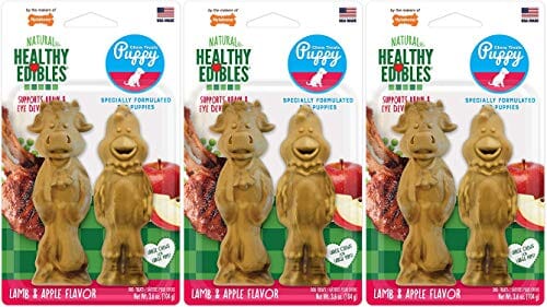 Nylabone Healthy Edibles Puppy Farm Friends Chews Dog Biscuits Treats - Lamb/Apple - Large  