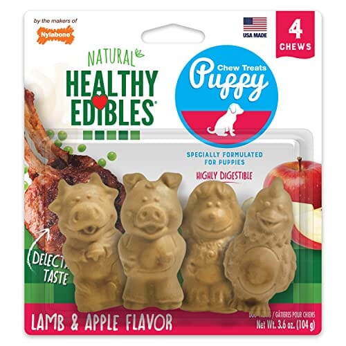 Nylabone Healthy Edibles Puppy Natural Chew Dog Biscuits Treats - Lamb/Apple - 4 Pack  