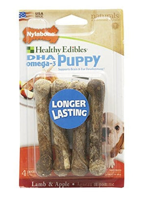 Nylabone Healthy Edibles Puppy Natural Chew Dog Biscuits Treats - Lamb/Apple - Petite