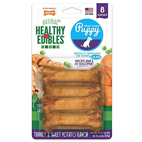 Nylabone Healthy Edibles Puppy Natural Chew Dog Biscuits Treats - Turkey/Sweet Potato - Petite - 8 Pack  