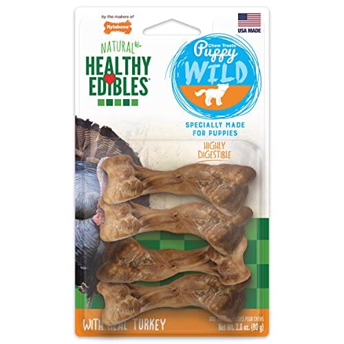 Nylabone Healthy Edibles Puppy Wild Natural Chew Dog Biscuits Treats - Turkey - Reg - 4...