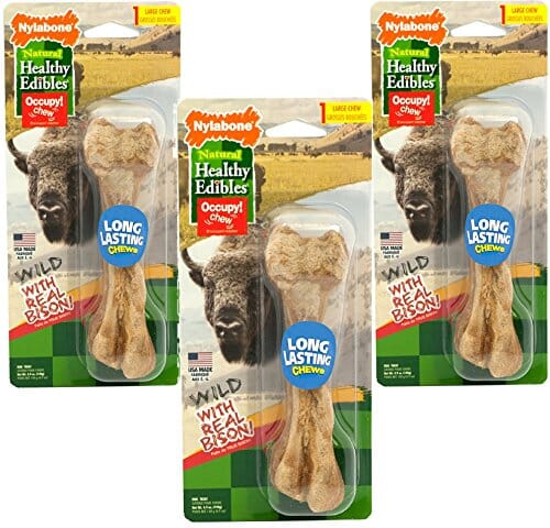 Nylabone Healthy Edibles Wild Natural Chew Dog Biscuits Treats - Bison - Large  