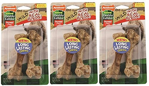 Nylabone Healthy Edibles Wild Natural Chew Dog Biscuits Treats - Bison - Medium - 2 Pack  