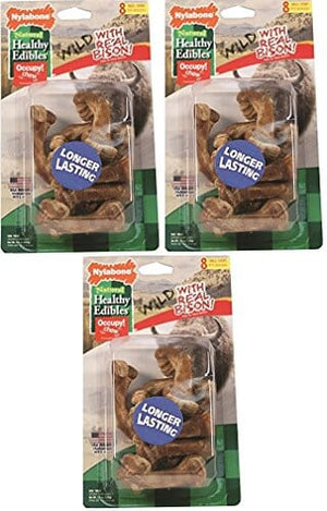 Nylabone Healthy Edibles Wild Natural Chew Dog Biscuits Treats - Bison - Small - 8 Pack