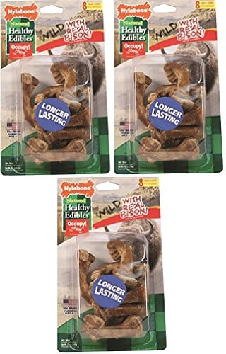 Nylabone Healthy Edibles Wild Natural Chew Dog Biscuits Treats - Bison - Small - 8 Pack