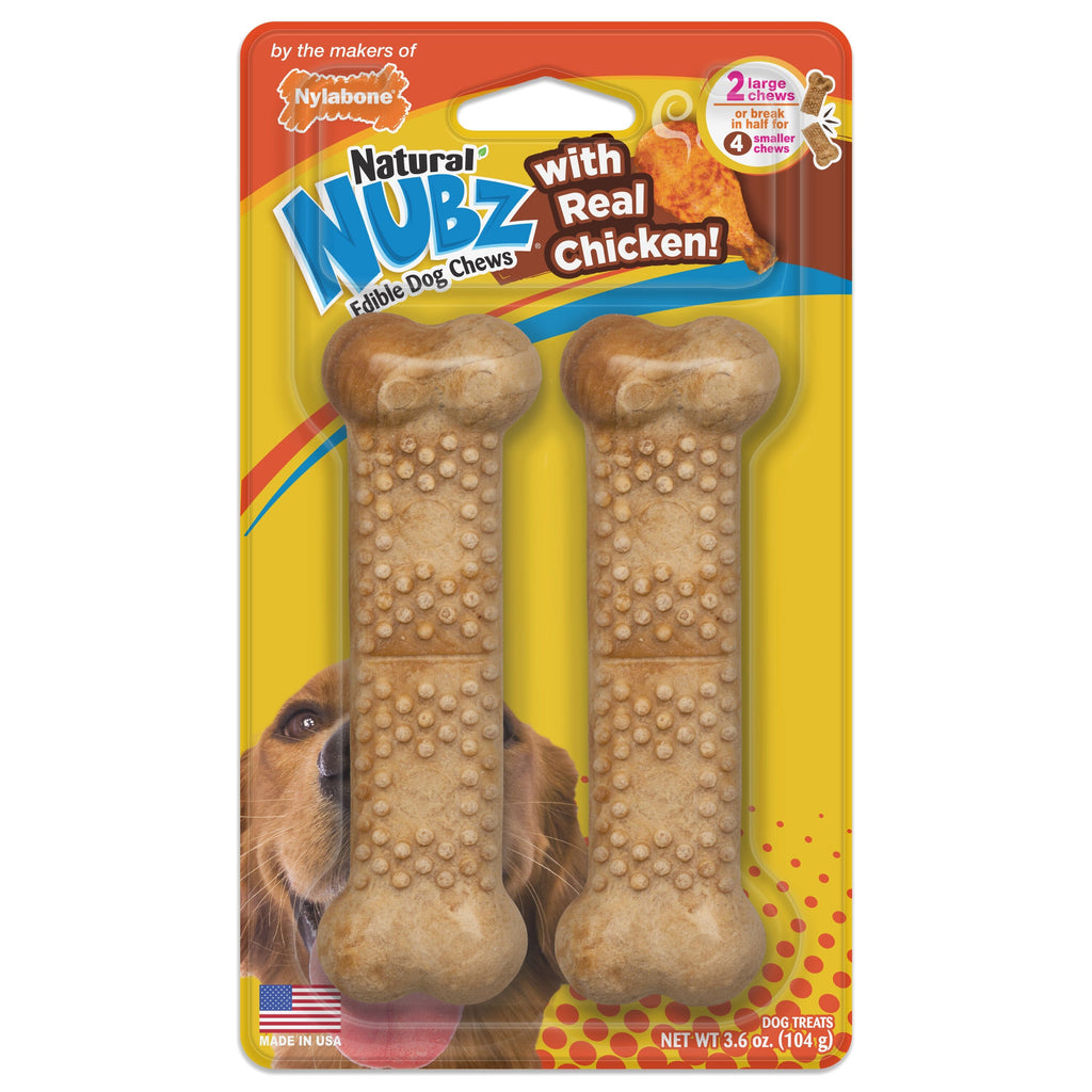 Nylabone Natural Nubz Chicken Dog Treats 2 count - Large - 30+ Ibs.  