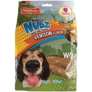 Nylabone Nubz Edibles Antler Dog Dental and Hard Chews - Venison - Medium - 8 Pack