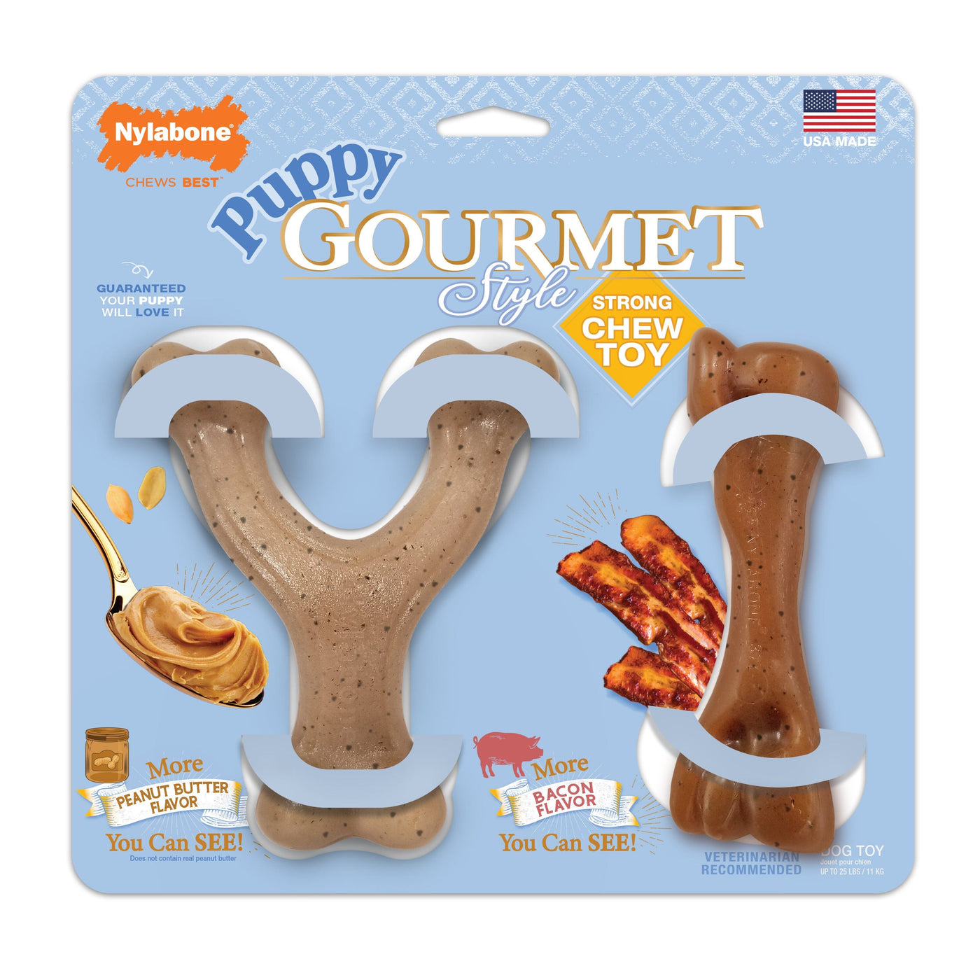 Nylabone Puppy Gourmet Style Strong Chew Toy Bundle Bacon, Peanut Butt – Pet  Life