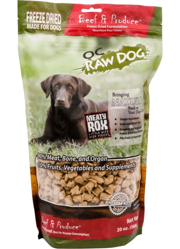 OC Raw Beef & Produce Meaty Rox Freeze-Dried Dog Treats - 20 Oz Bag  