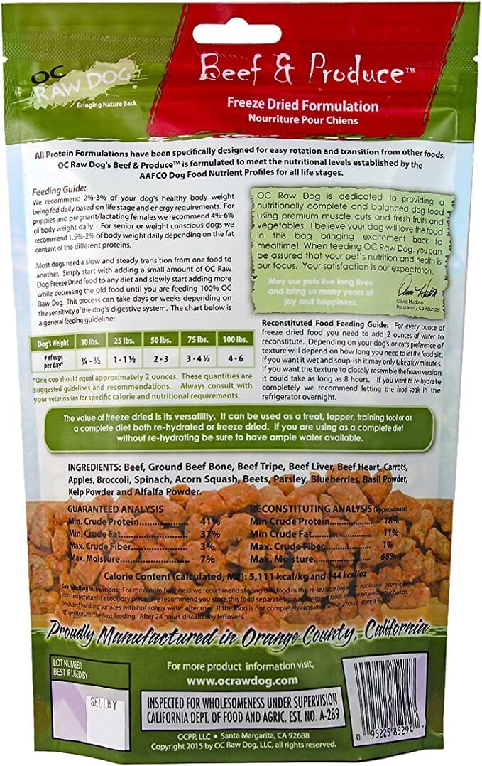 OC RAW Beef & Produce Meaty Rox Freeze-Dried Dog Treats - 5.5 Oz  