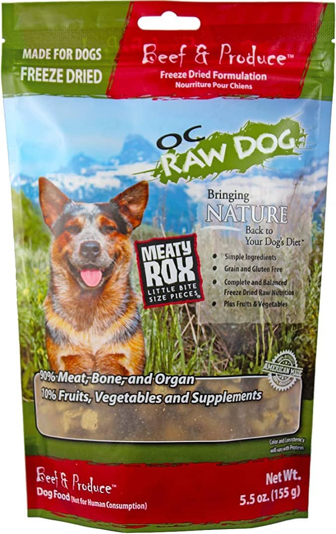 OC RAW Beef & Produce Meaty Rox Freeze-Dried Dog Treats - 5.5 Oz  