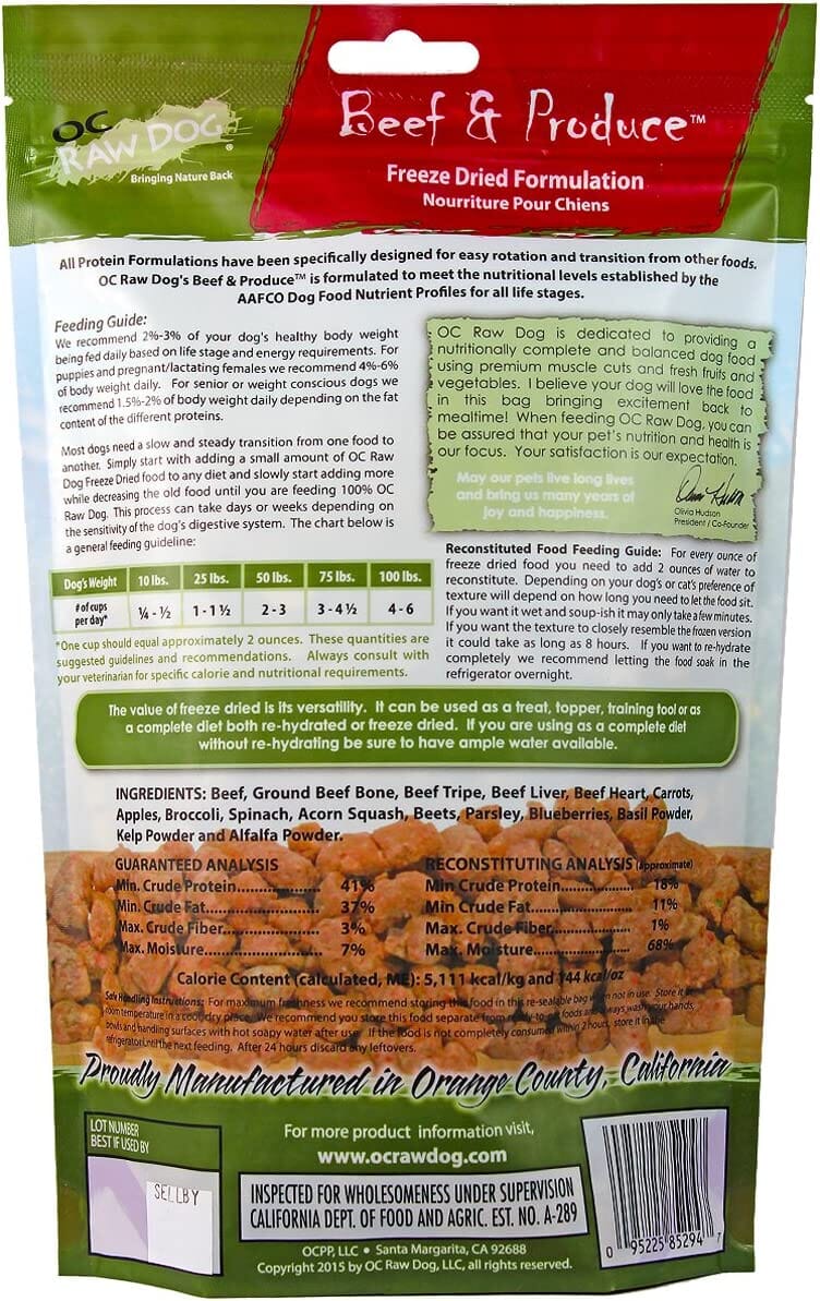 OC Raw Beef & Produce Meaty Rox Freeze-Dried Dog Treats - 5.5 Oz Bag  