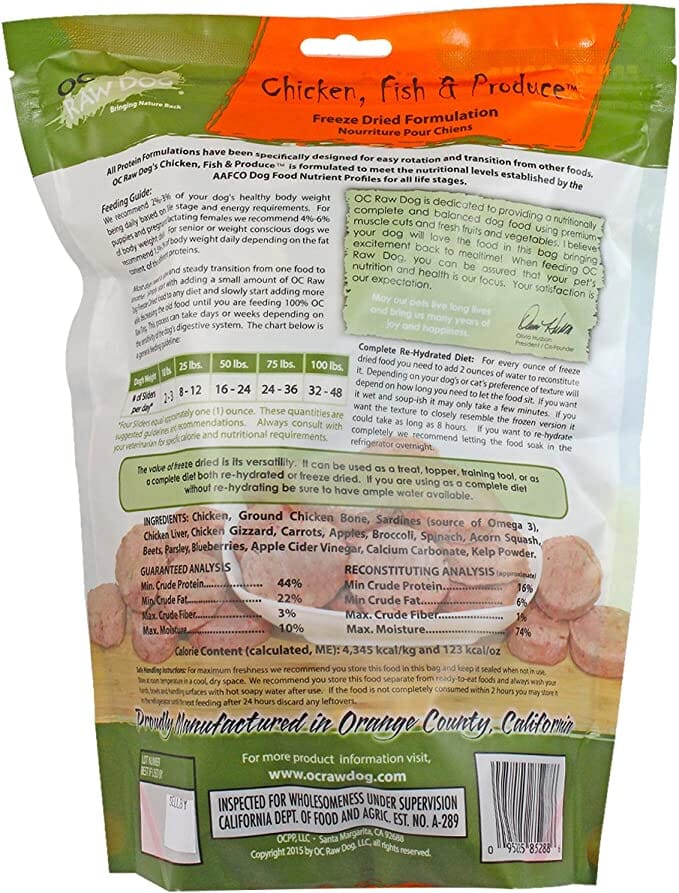 OC RAW Chicken, Fish & Produce Sliders Freeze-Dried Dog Treats - 14 Oz  