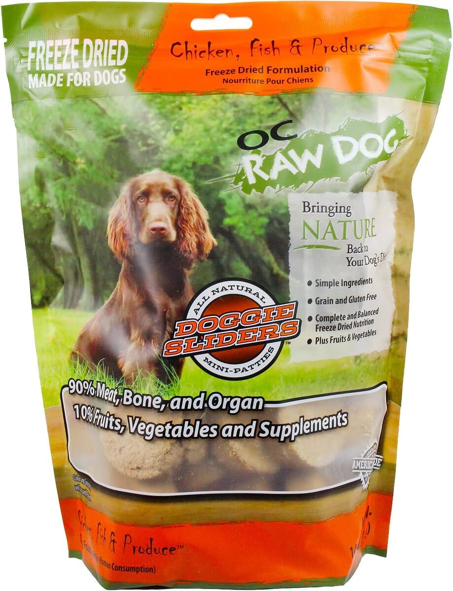 OC Raw Chicken, Fish, & Produce Sliders Freeze-Dried Dog Treats - 14 Oz Bag  