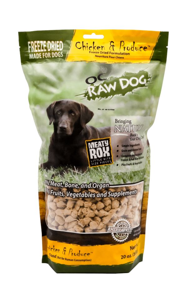 OC Raw Chicken & Produce Meaty Rox Freeze-Dried Dog Treats - 20 Oz Bag