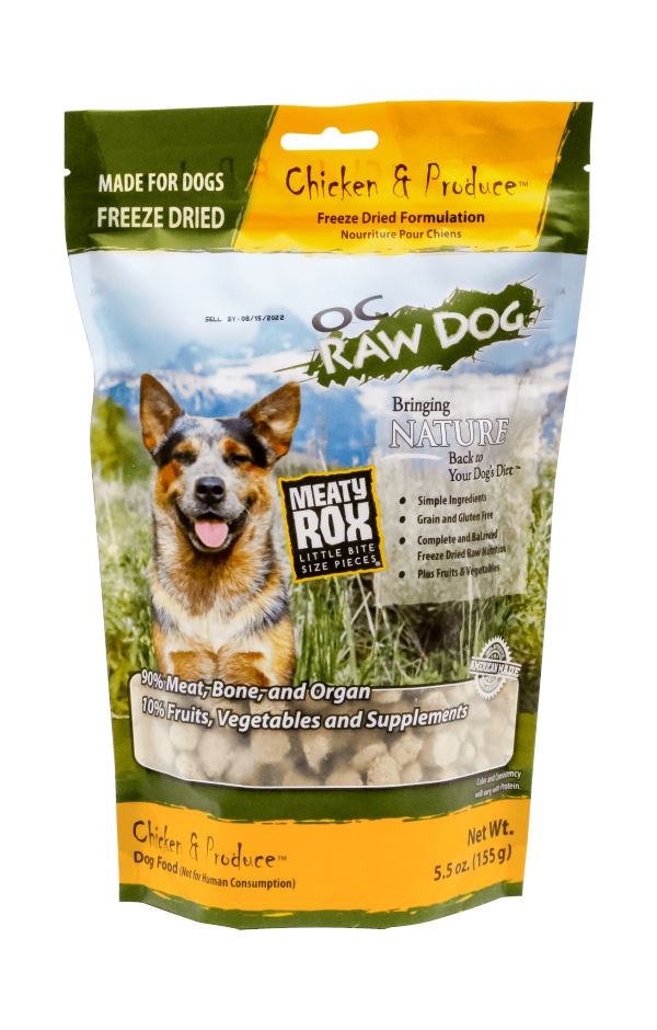 OC Raw Chicken & Produce Meaty Rox Freeze-Dried Dog Treats - 5.5 Oz Bag  