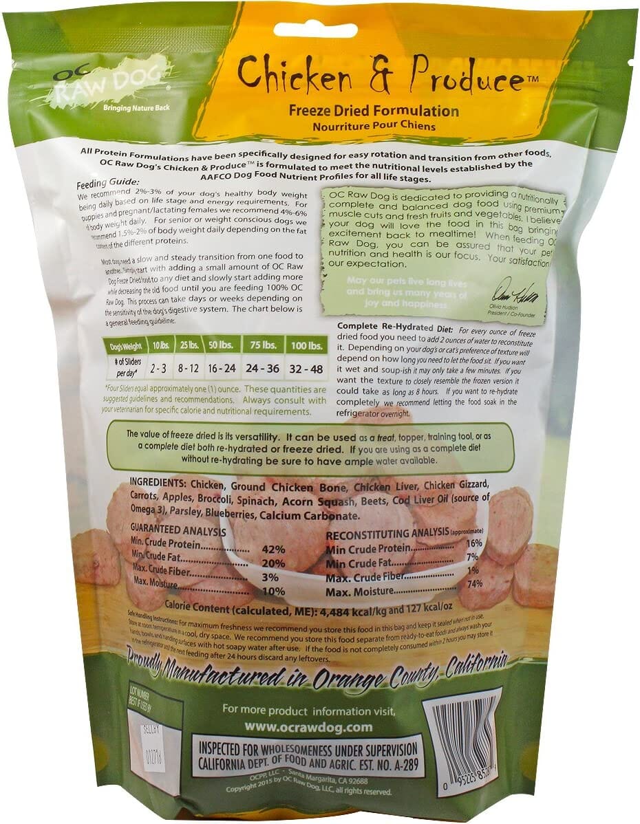 OC Raw Chicken & Produce Sliders Freeze-Dried Dog Treats - 14 Oz Bag  