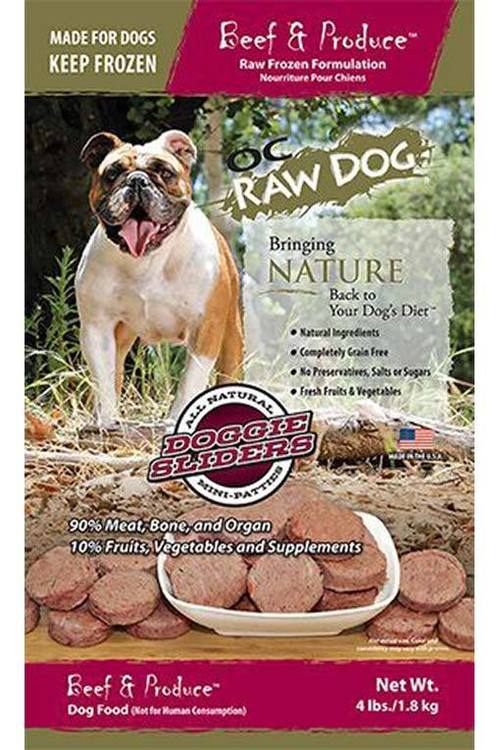 OC Raw Frozen Foods Beef & Produce Sliders Raw Frozen Dog Food 4 lb